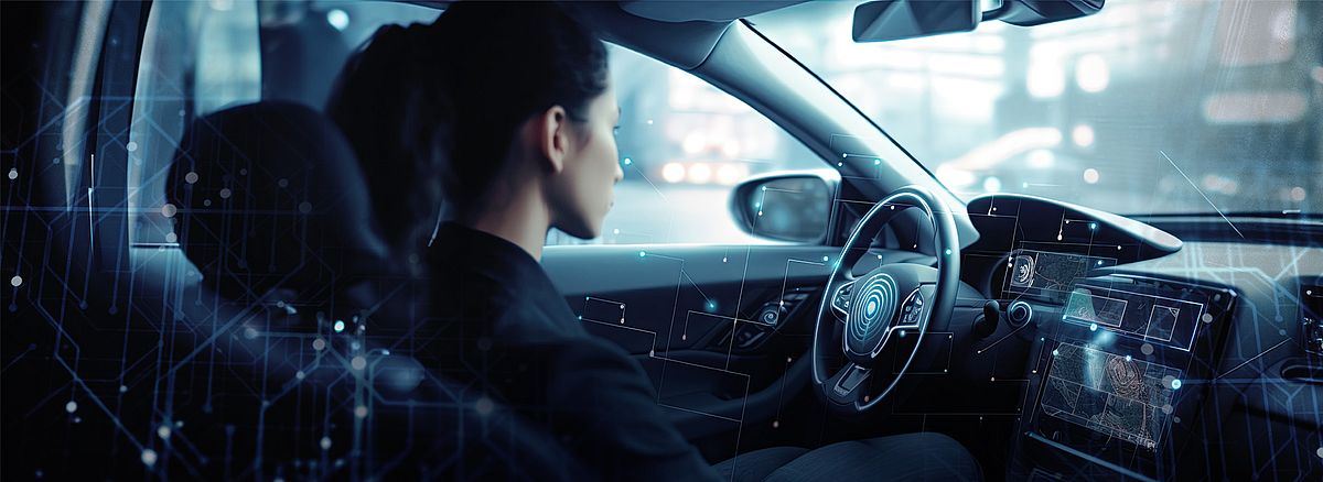 Woman at steering wheel car