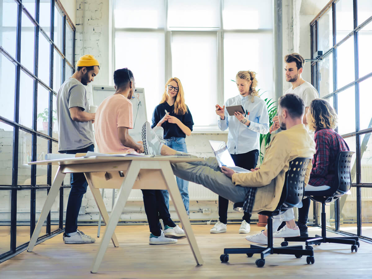 Young people working